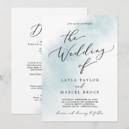 Waterverf was | Blauw in één bruiloft Kaart