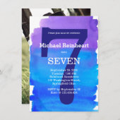 Waterverf Was blauw Paars Kind geboortedag Kaart (Voorkant / Achterkant)