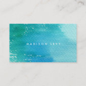 Waterverf was blauw tijdelijk minimalistisch afsprakenkaartje (Voorkant)