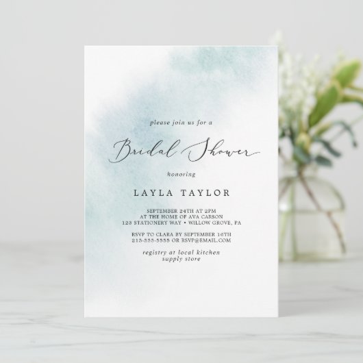 Waterverf was | Blauw Vrijgezellenfeest Kaart (Staand voorkant)