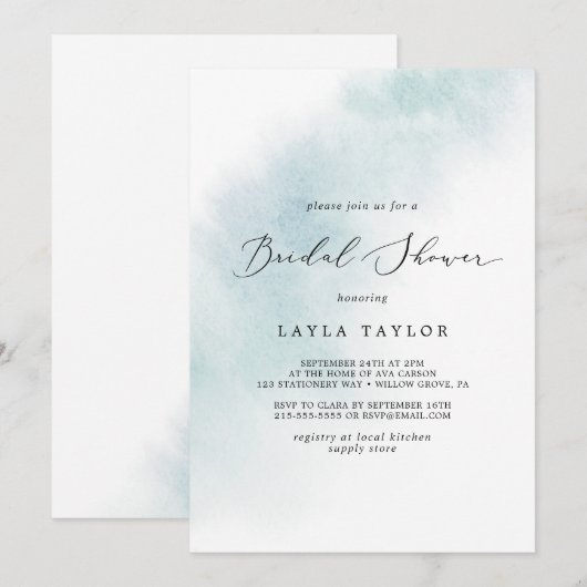 Waterverf was | Blauw Vrijgezellenfeest Kaart (Voorkant / Achterkant)