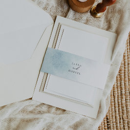 Waterverf was | Blauwe bruid en bruinbruin Uitnodigingen Wikkel