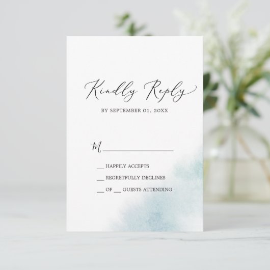 Waterverf was | Blauwe eenvoudige RSVP-kaart RSVP Kaartje