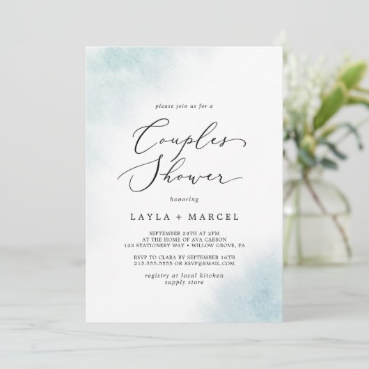 Waterverf was | Blauwe stelletster Kaart (Staand voorkant)