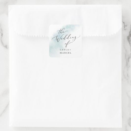 Waterverf was | Blauwweddenschappen Vierkante Sticker (Tas)