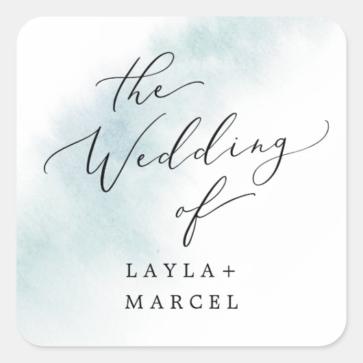 Waterverf was | Blauwweddenschappen Vierkante Sticker (Voorkant)