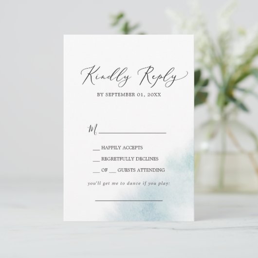 Waterverf was | Blue Song Request RSVP Card Kaartje (Staand voorkant)