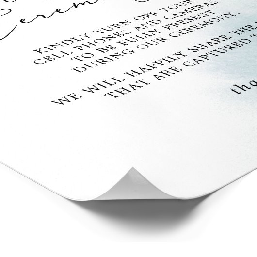 Waterverf was | Blue Unplugged Ceremony Sign Poster (Hoek)