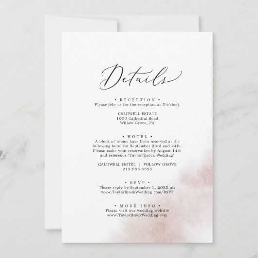 Waterverf was | Blush All-in-One Weddenschap Kaart (Achterkant)