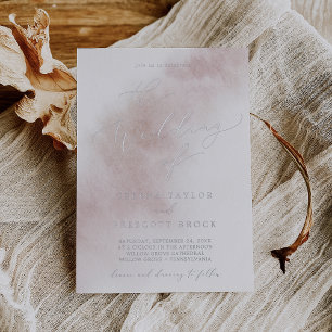 Waterverf was Blush and Silver Foil Wedding Folie Uitnodiging