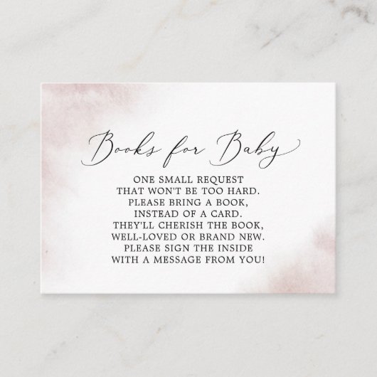 Waterverf was | Blush Baby shower Books for Baby Informatiekaartje (Voorkant)