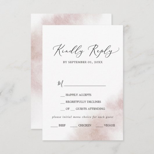 Waterverf was | Blush Menu Choice RSVP-kaart (Voorkant / Achterkant)