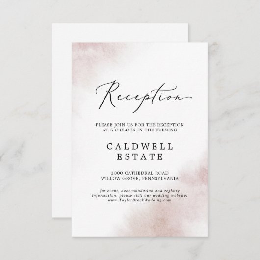 Waterverf was | Blush Receptie Kaart invoegen (Voorkant / Achterkant)