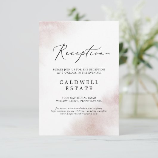 Waterverf was | Blush Receptie Kaart invoegen (Staand voorkant)