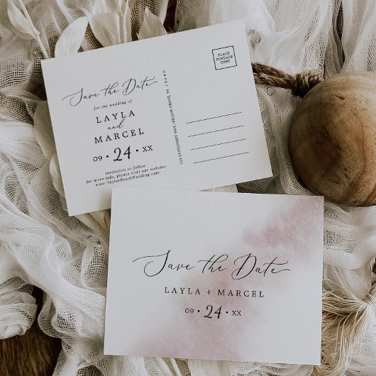 Waterverf was | Blush Save the Date Briefkaart