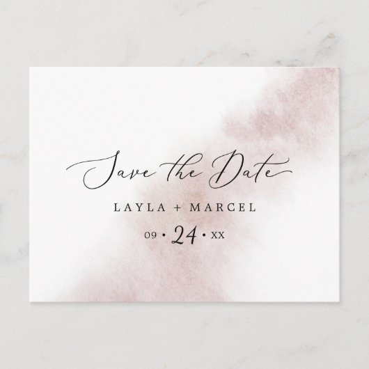 Waterverf was | Blush Save the Date Briefkaart (Voorkant)