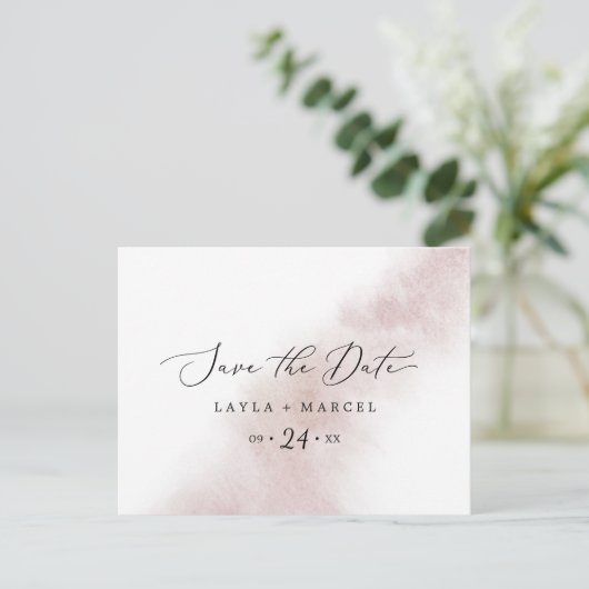 Waterverf was | Blush Save the Date Briefkaart (Staand voorkant)