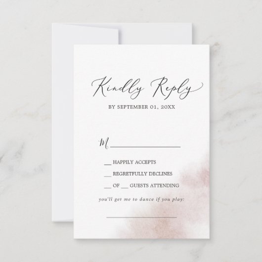 Waterverf was | Blush Song Request RSVP Card (Voorkant)