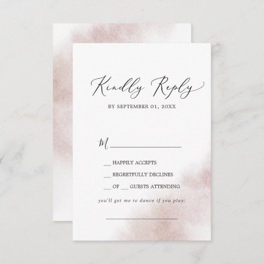 Waterverf was | Blush Song Request RSVP Card (Voorkant / Achterkant)