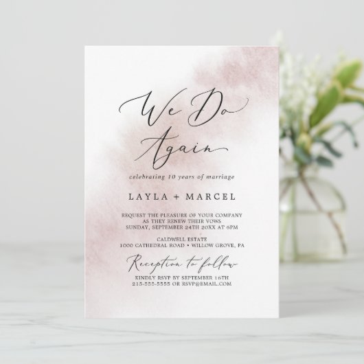 Waterverf was | Blush we doen hernieuwing herroepe Kaart (Staand voorkant)