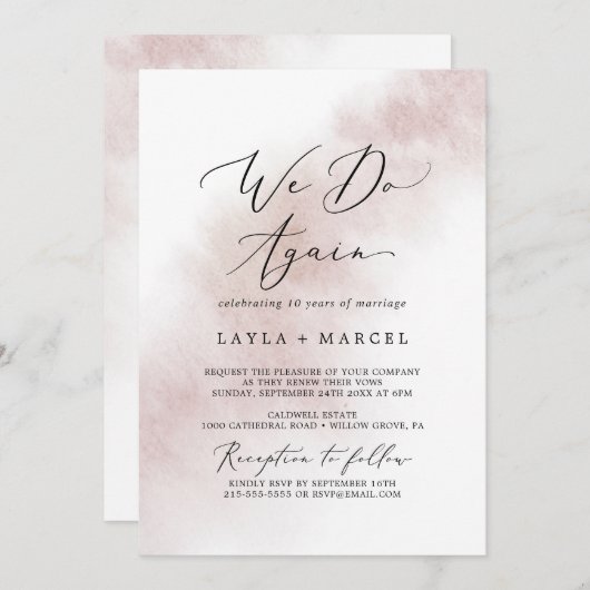 Waterverf was | Blush we doen hernieuwing herroepe Kaart (Voorkant / Achterkant)