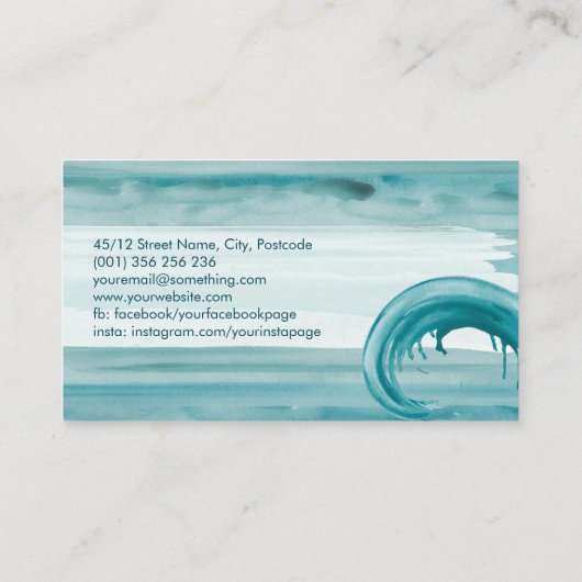 Waterverf Was de golven van de Oceaan Abstract Visitekaartje (Achterkant)