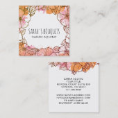 Waterverf was Floral Tekening Vierkante Visitekaartje (Voorkant / Achterkant)