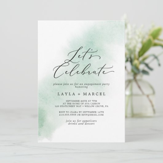 Waterverf was | Green Let's Celebrate Kaart (Staand voorkant)