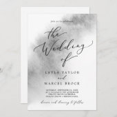 Waterverf was | Grijs de uitnodiging (Voorkant / Achterkant)