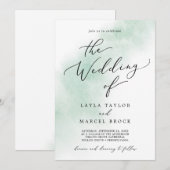 Waterverf was | Groen de bruiloft van Kaart (Voorkant / Achterkant)