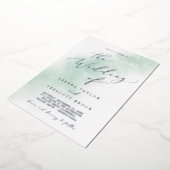 Waterverf was | Groen en zilver-olievlek Folie Uitnodiging (Gedraaid)