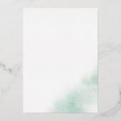 Waterverf was | Groen en zilver-olievlek Folie Uitnodiging (Achterkant)