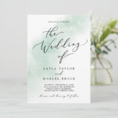 Waterverf was | Groen in één bruiloft Kaart (Staand voorkant)