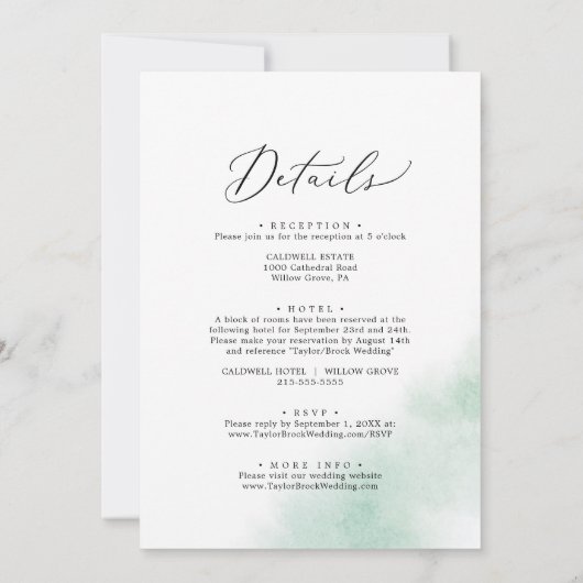 Waterverf was | Groen in één bruiloft Kaart (Achterkant)