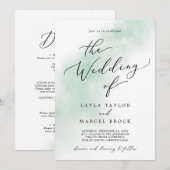 Waterverf was | Groen in één bruiloft Kaart (Voorkant / Achterkant)