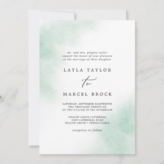 Waterverf was | Groen traditioneel huwelijk Kaart (Voorkant)