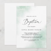 Waterverf was | Groene baptisme Kaart (Voorkant / Achterkant)