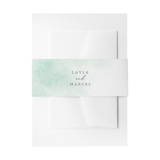 Waterverf was | Groene bruid en bruinbruid Uitnodigingen Wikkel (Voorkant Voorbeeld)
