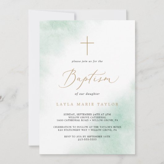 Waterverf was | Groene en goudmakreel Kaart (Voorkant)