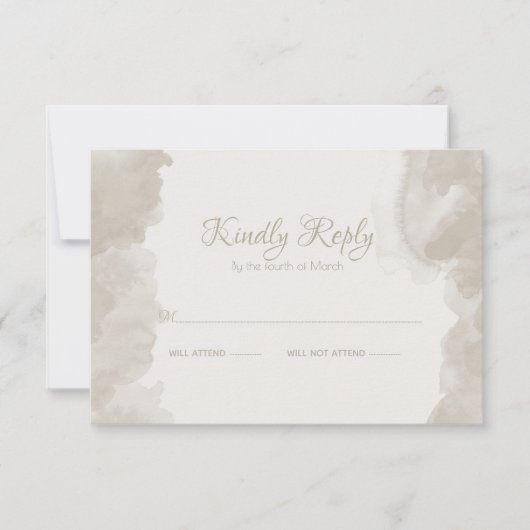 Waterverf Was in paddenstoel door de BarefootBride RSVP Kaartje (Voorkant)