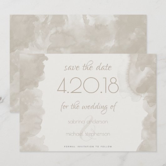 Waterverf Was in paddenstoel door de BarefootBride Save The Date (Voorkant / Achterkant)