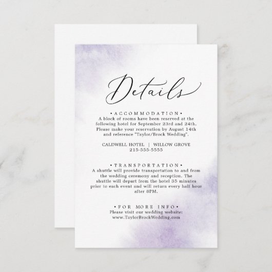 Waterverf was | Kaart Paarse gegevens (Voorkant / Achterkant)