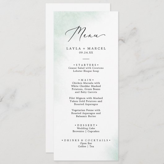 Waterverf was | Menu Groen weddenschap (Voorkant / Achterkant)