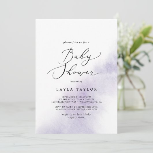 Waterverf was | PAARS BABY SHOWER Kaart (Staand voorkant)