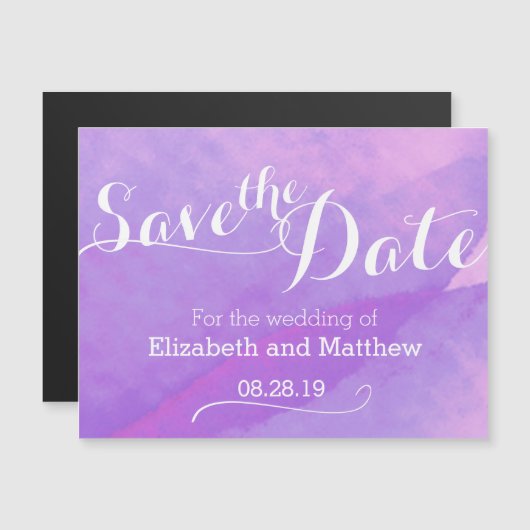 Waterverf was paars behalve datum magnetische uitnodiging (Voorkant / Achterkant)