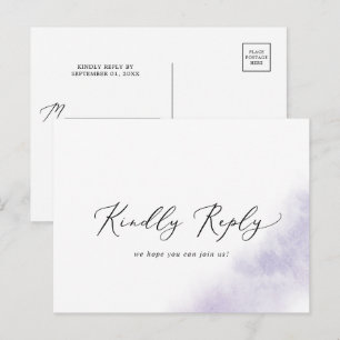 Waterverf was   Paars Song RSVP-Briefkaart Uitnodiging Briefkaart