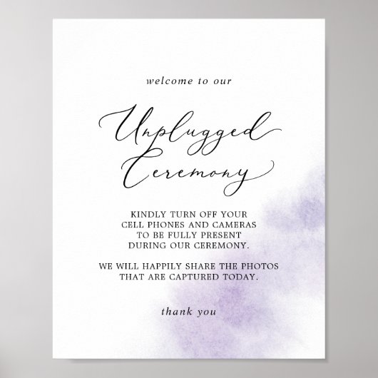 Waterverf was | Paars Unplugged Ceremony Sign Poster (Voorkant)