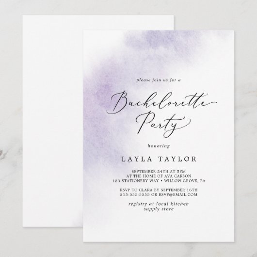 Waterverf was | Paarse Bachelorette-partij Kaart (Voorkant / Achterkant)