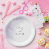 Waterverf was | Paarse bruiloft Papieren Bordje (Feest)