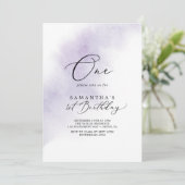 Waterverf was | Paarse Eerste verjaardag Kaart (Staand voorkant)